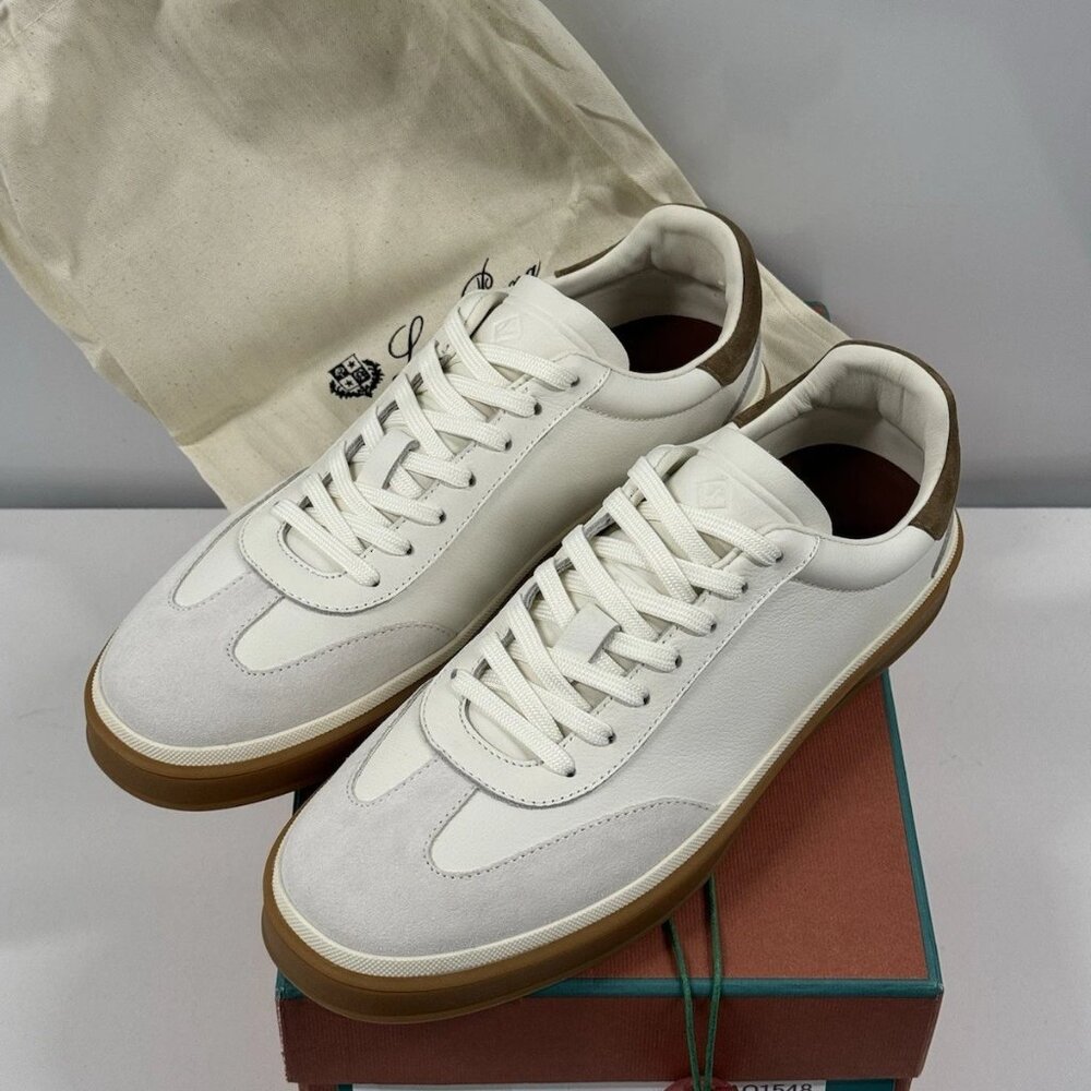 Loro Piana Tennis Walk Sneakers Classic White Laced Shoes